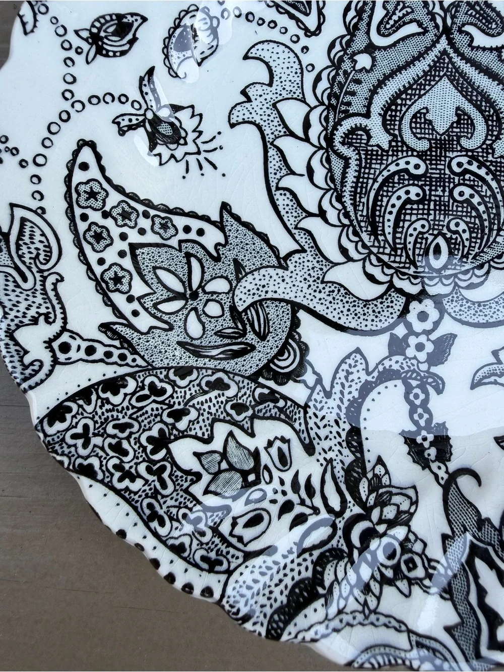 2 X Johnson Brothers Paisley Black and White Bread and Butter Plates